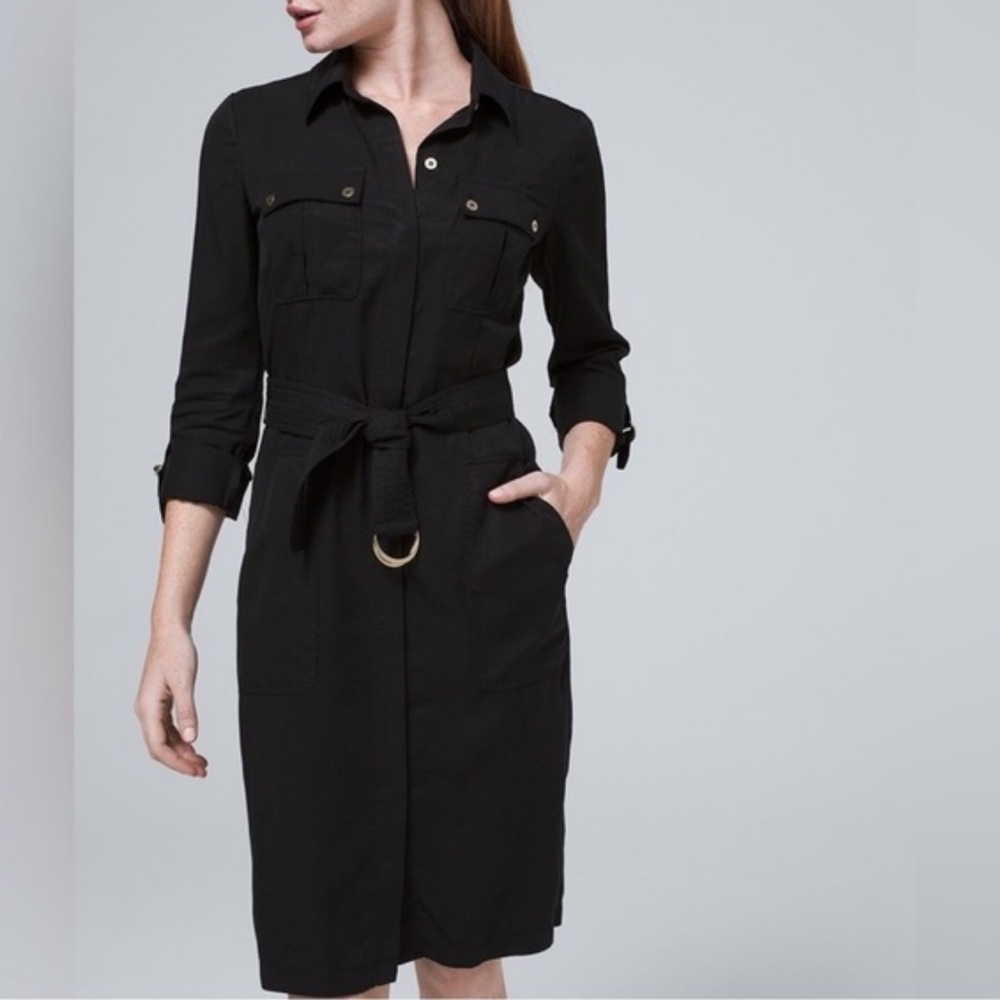 White House Black Market TWILL SHIRT DRESS WITH REMOVABLE BELT SIZE 14